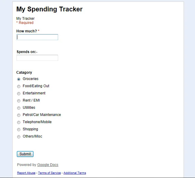 Expense Tracker Google Forms Expense Tracker Google Forms