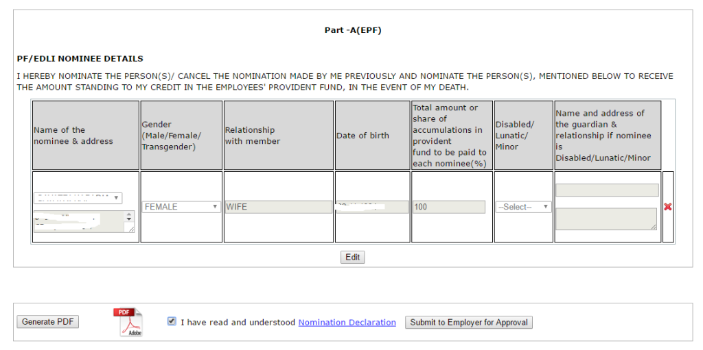 How to update change EPF Nomination online with UAN?