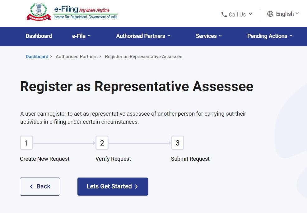 Register as Representative Assessee Income Tax