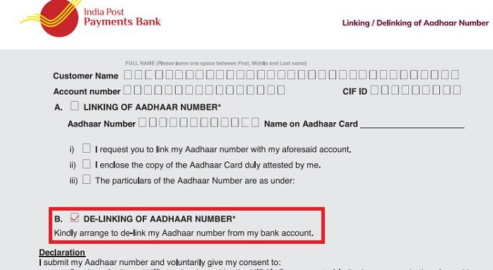 unlink aadhaar