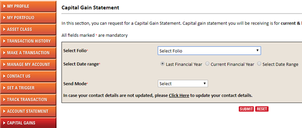 capital gains statement mutual funds