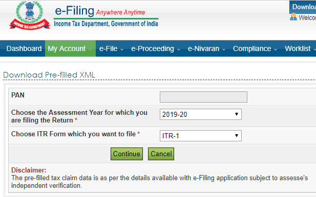 Income Tax Prefill XML