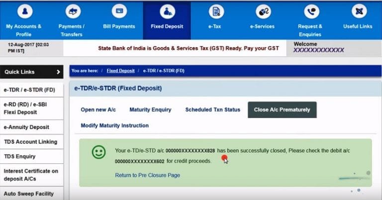 How to close SBI Fixed Deposit Online?