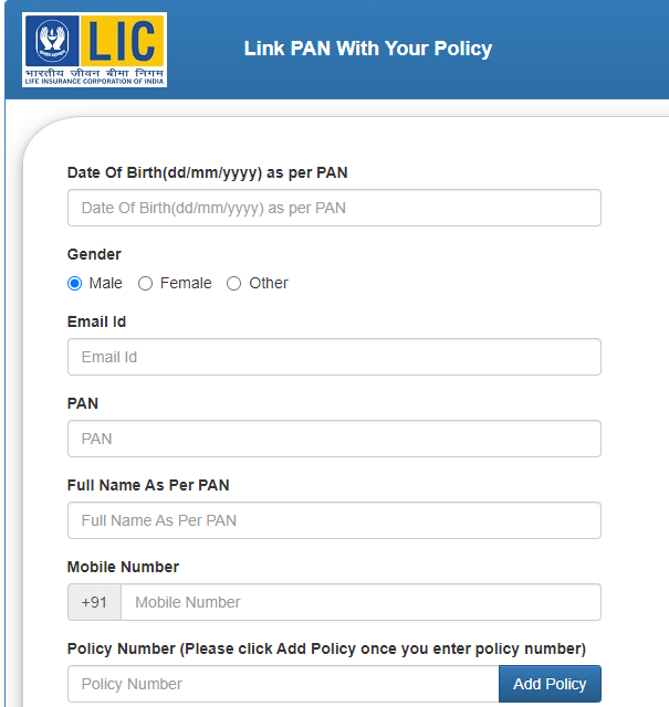 Link LIC Policy with PAN 