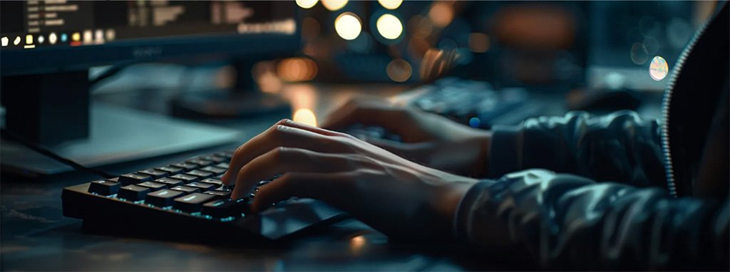 An individual utilizing intelligent search software to enhance user experience through advanced search capabilities