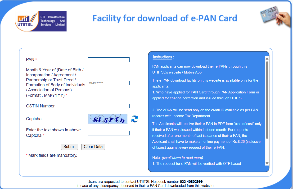 e-PAN Card